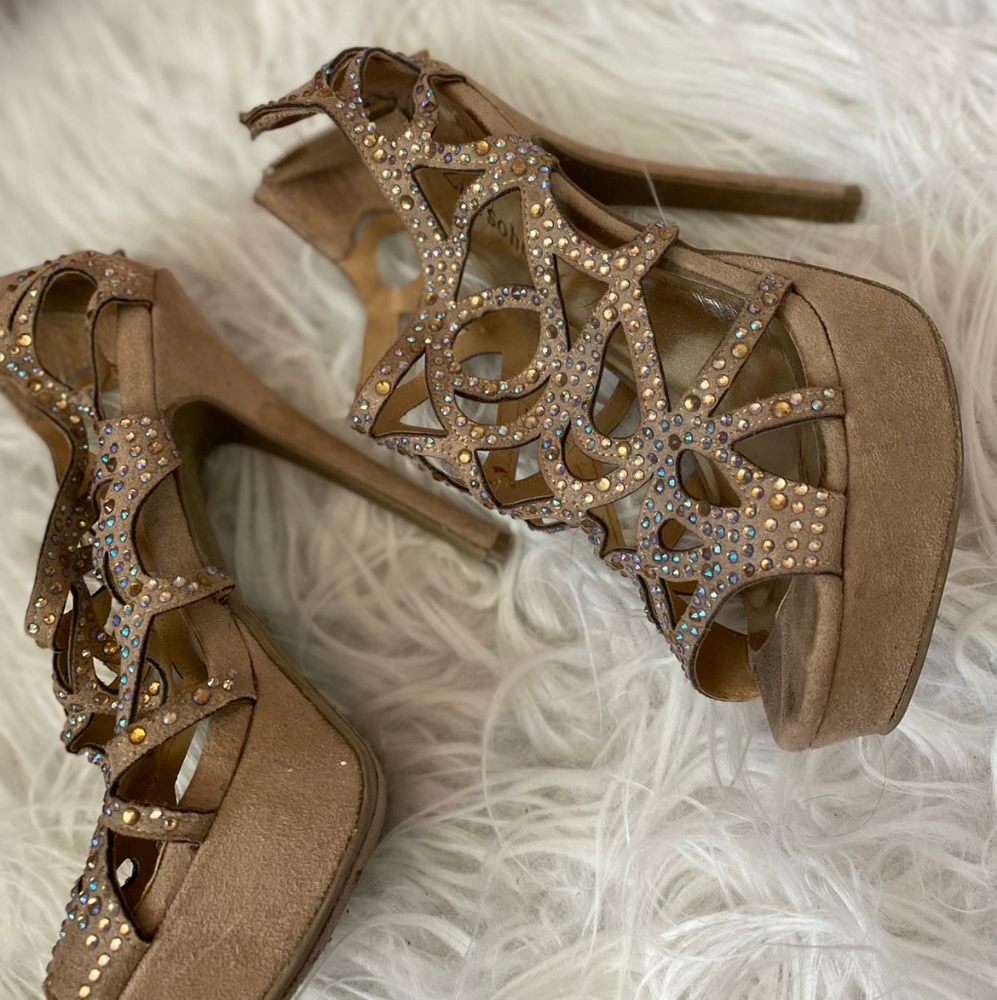 Studded beige heels